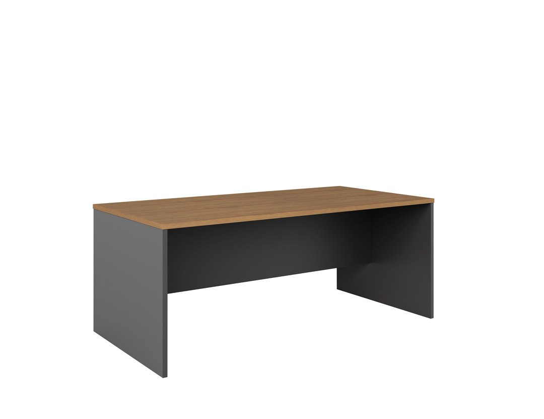 Open Desk Premier Office Writing Table Furniture Computer PC 1800 x 900mm Regal Walnut and Charcoal