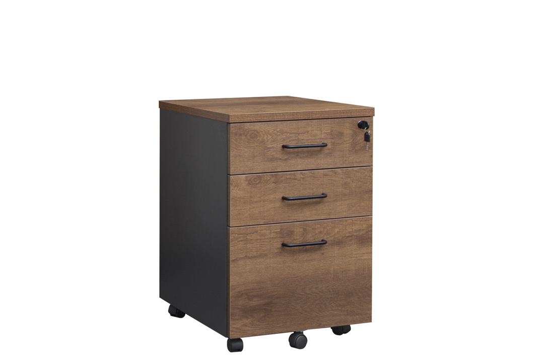 Mobile Office Desk Pedestal 2 Drawer 1 File Premier Furniture Addition 468  x 510mm Regal Walnut and