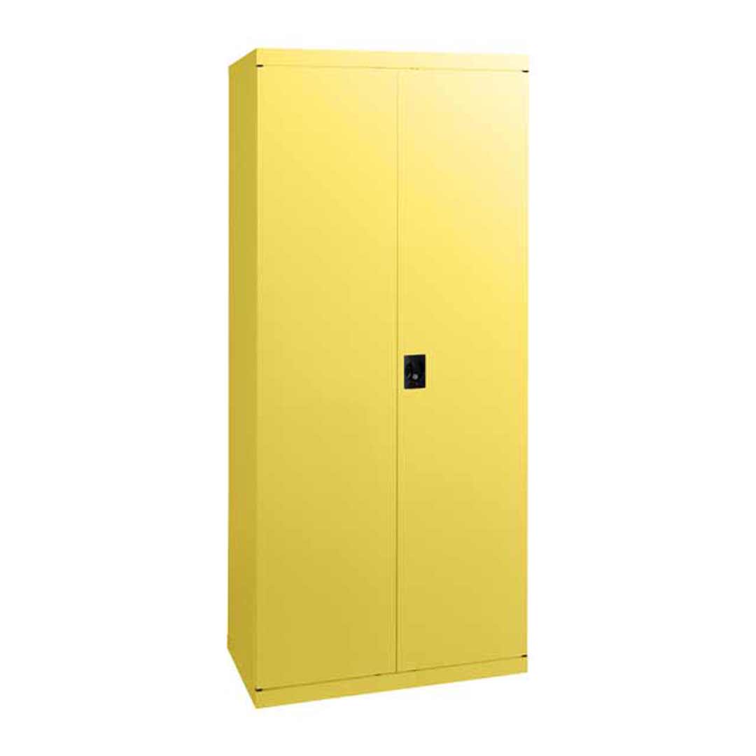 Statewide Stationery Cupboard Steel 2000mm High Adjustable 4 Shelves 2 Door Lockable Cabinet Economy Yellow