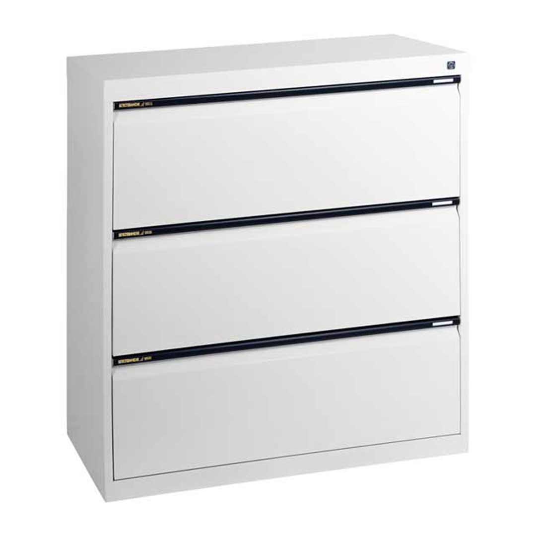 Statewide 3 Drawer Lateral Filing Cabinet Office File Storage Steel Aussie Made Life Time Warranty White