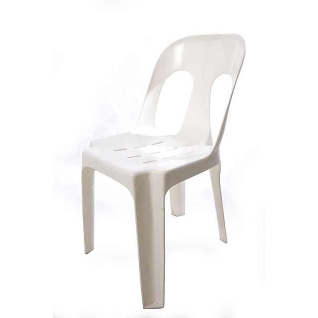 White Plastic Patio Chairs Stackable 6x Indoor Outdoor