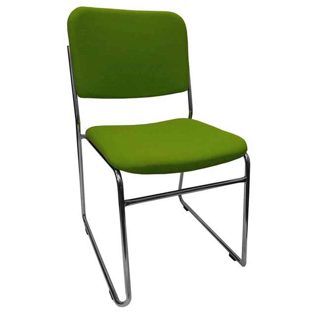 Prodigy Visitors Office Chair Sled Base Office Seating Chrome Evo Rod Green