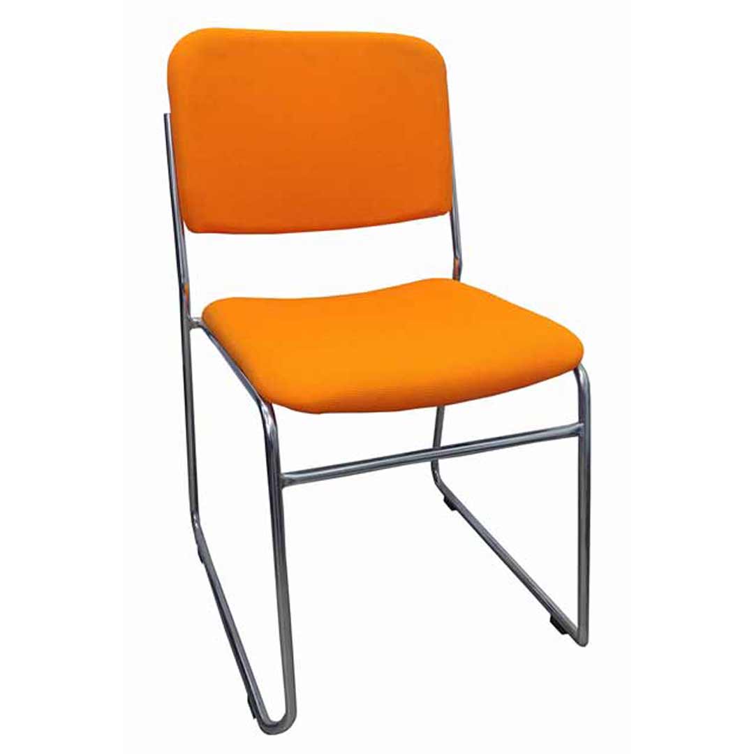 Prodigy Visitors Office Chair Sled Base Office Seating Chrome Evo Rod Orange