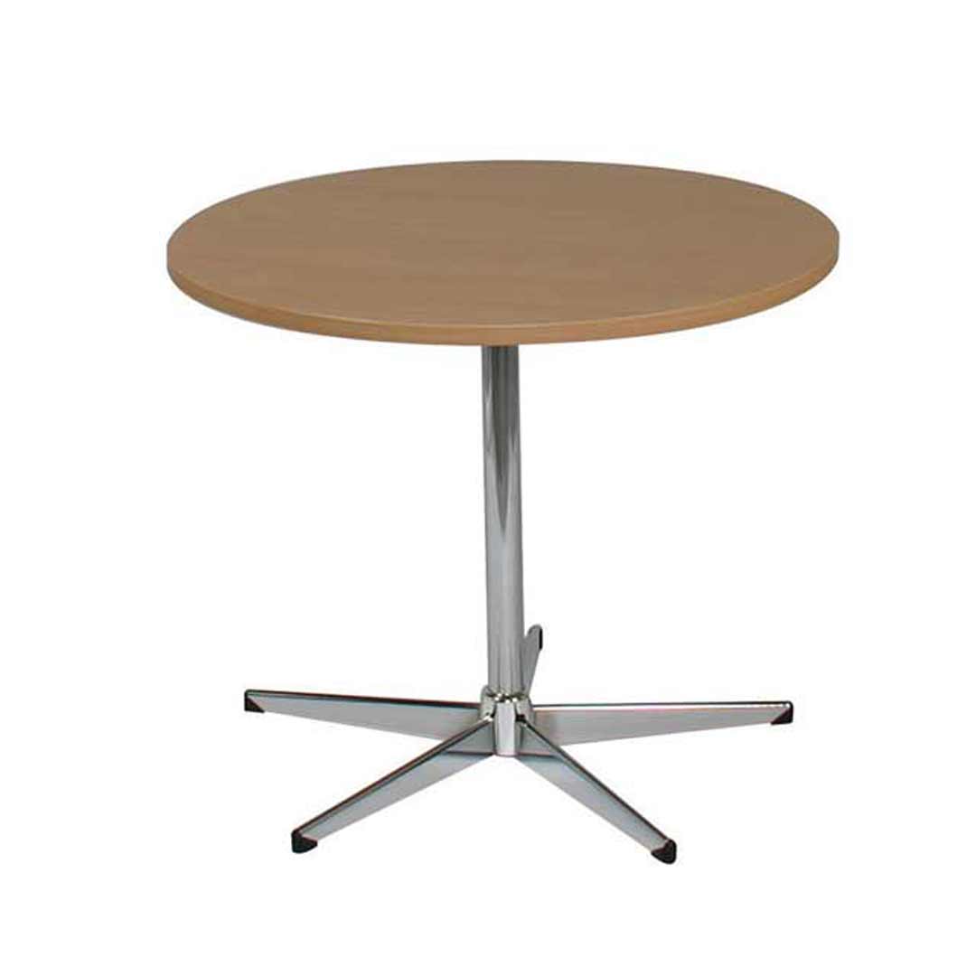 Excel Meeting Round Tables 1200 D x 720mm H Chrome 5 way Base Beech Top
