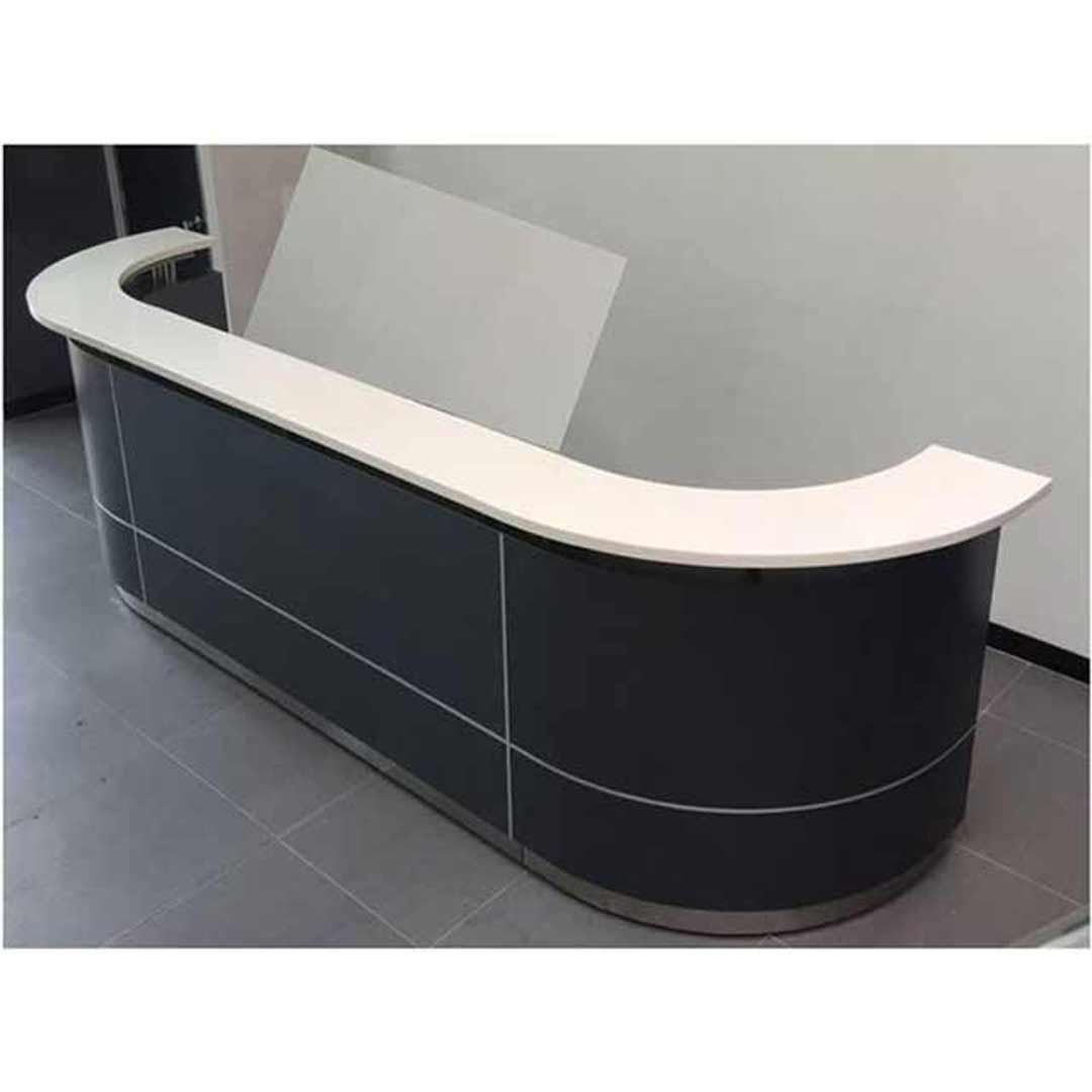 Executive C Reception Desk Front Office Counter 3700mm Wide Metallic Grey