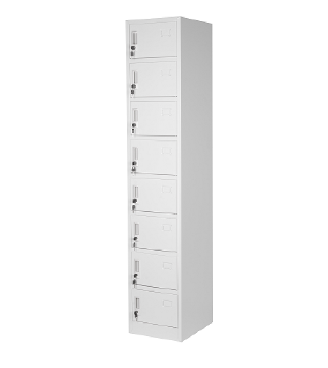8 Door Metal Locker Office Storage Cabinet Steel School Lockable Light Grey GOPHD-LK08S