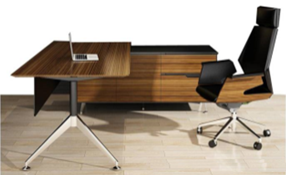 Lux Novara Desk w Right Hand Side Return 2350mm x 1850mm Office Workstation Zebrano Black