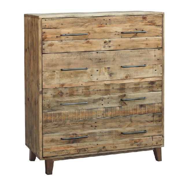 Homefurn Tallboy 4 Drawer Bedroom Chest of Drawers Reclaimed Timber 960W Loftwood Wood Crate 4617 LT