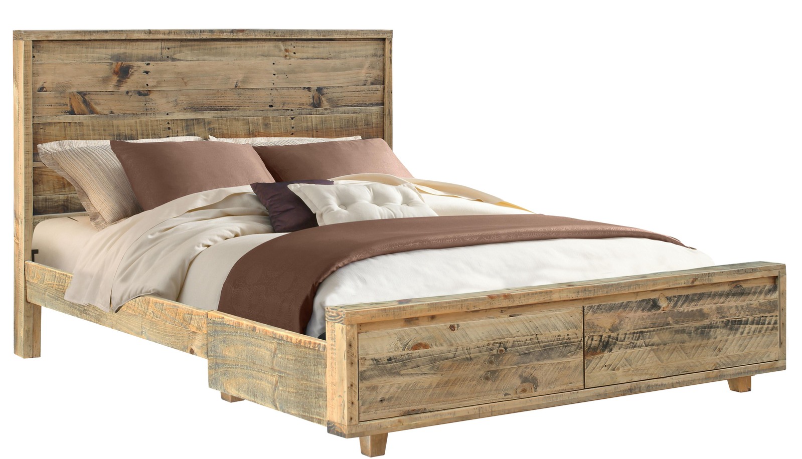 Timber King Size Bed with 2 drawers NZ Pine Homefurn Loftwood 4611 LKD