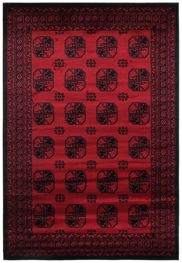 Rug Culture Classic Afghan Pattern Runner Red 400x80cm