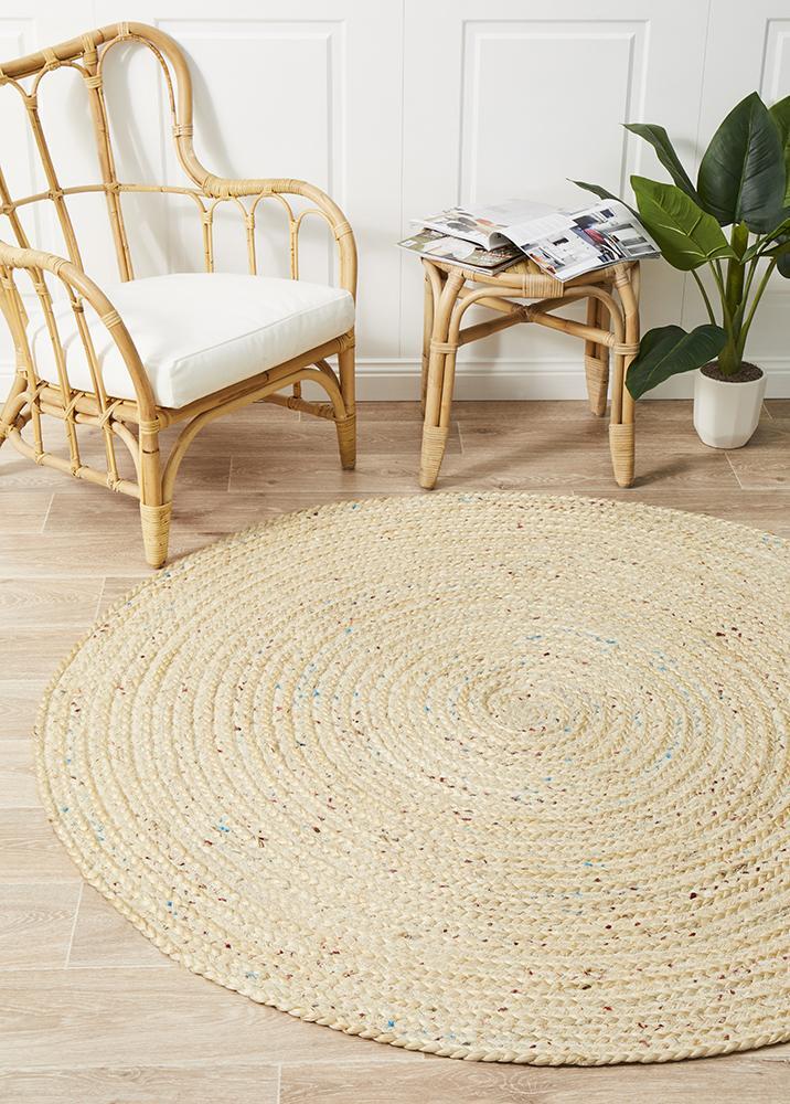 Rug Culture Diva Bleached Natural Flooring Rugs Area Carpet 150x150cm