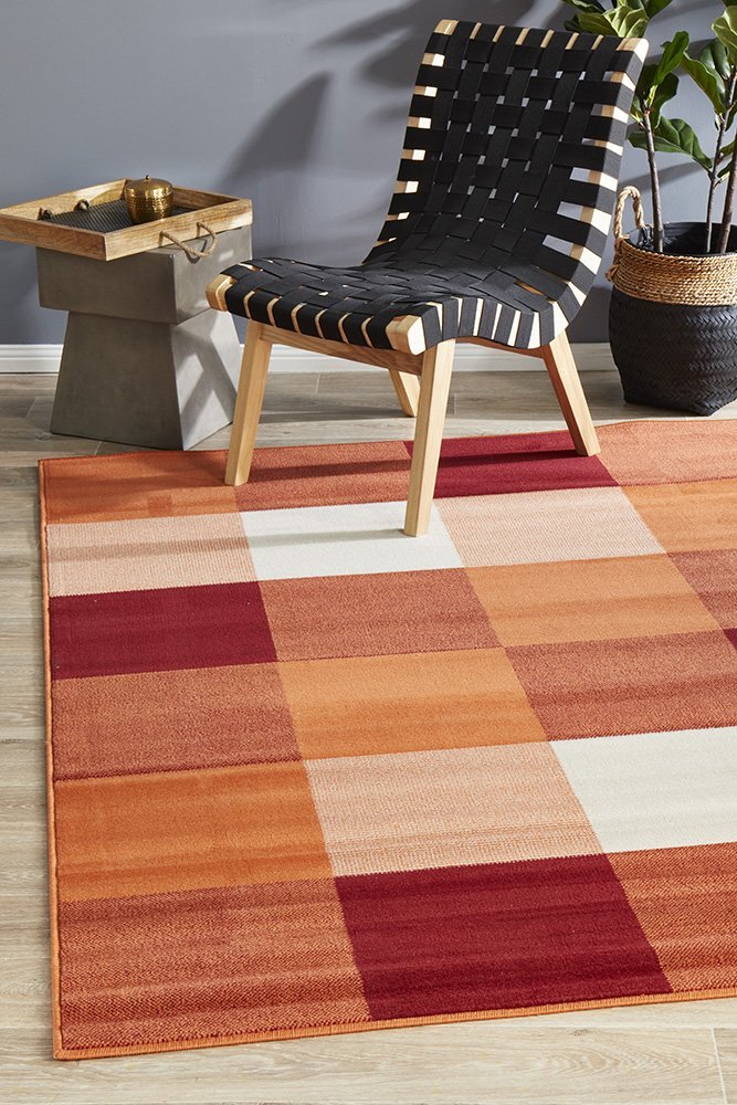 Rug Culture Modern Squares Flooring Rugs Area Carpet Rust Red 230x160cm