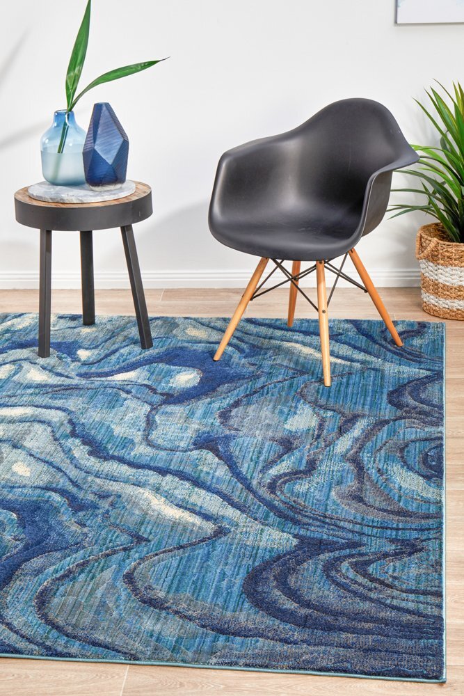 Rug Culture Waves Modern Indigo Flooring Rugs Area Carpet 230x160cm