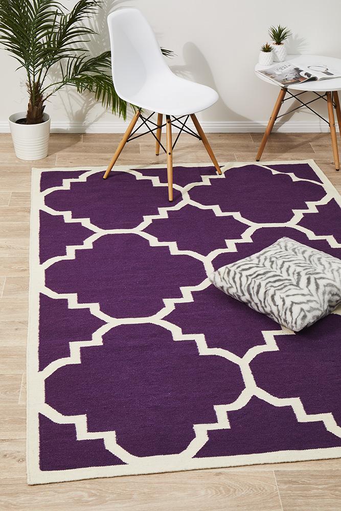 Rug Culture Flat Weave Large Moroccan Design Flooring Rugs Area Carpet Aubergine 225x155cm