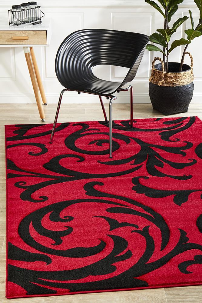 Rug Culture Stunning Thick Damask Runner Red 300x80cm