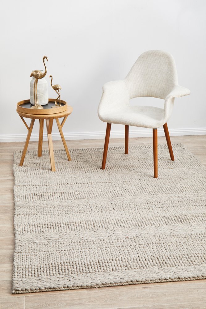 Hand Braied Grey Felted Wool Flooring Rug Area Carpet 225x155cm