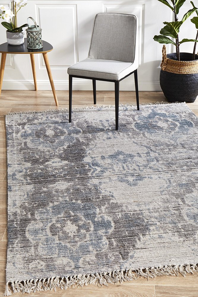 Rug Culture Shirley Viscose Flatweave Flooring Rugs Area Carpet Silver