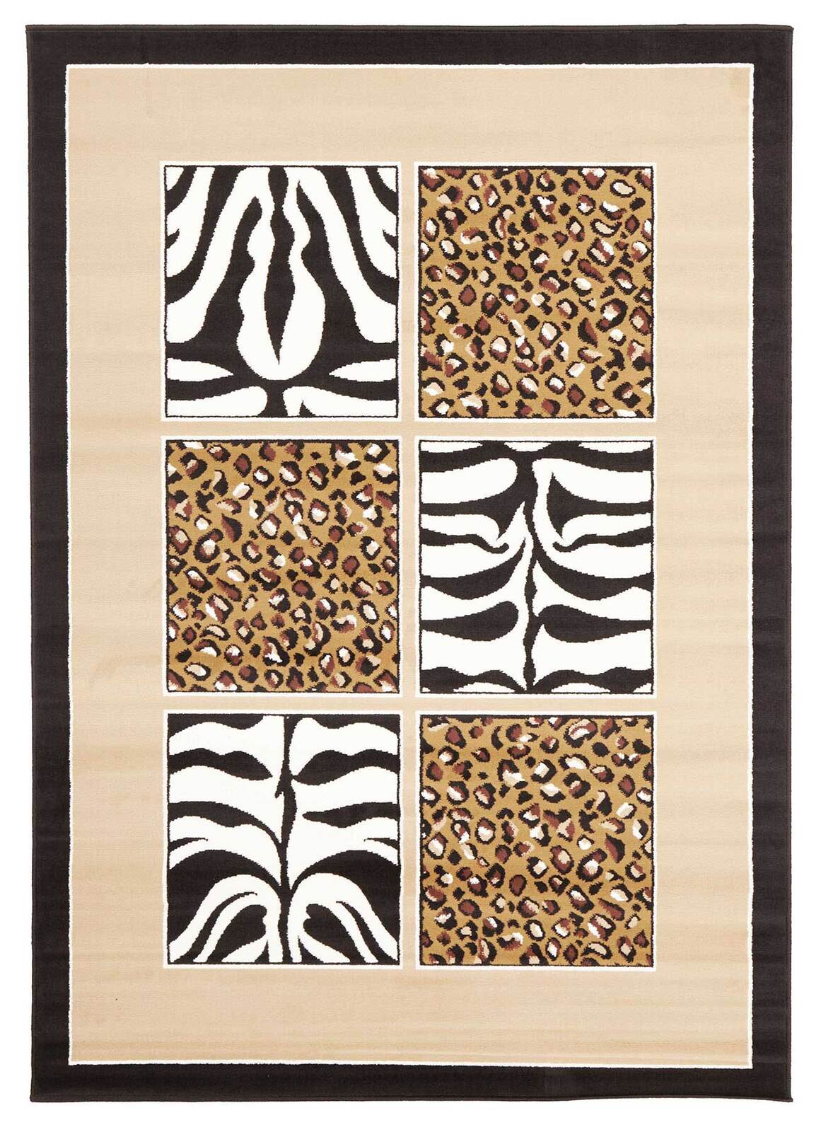 Rug Culture African Print Black and Off White Flooring Rugs Area Carpet
