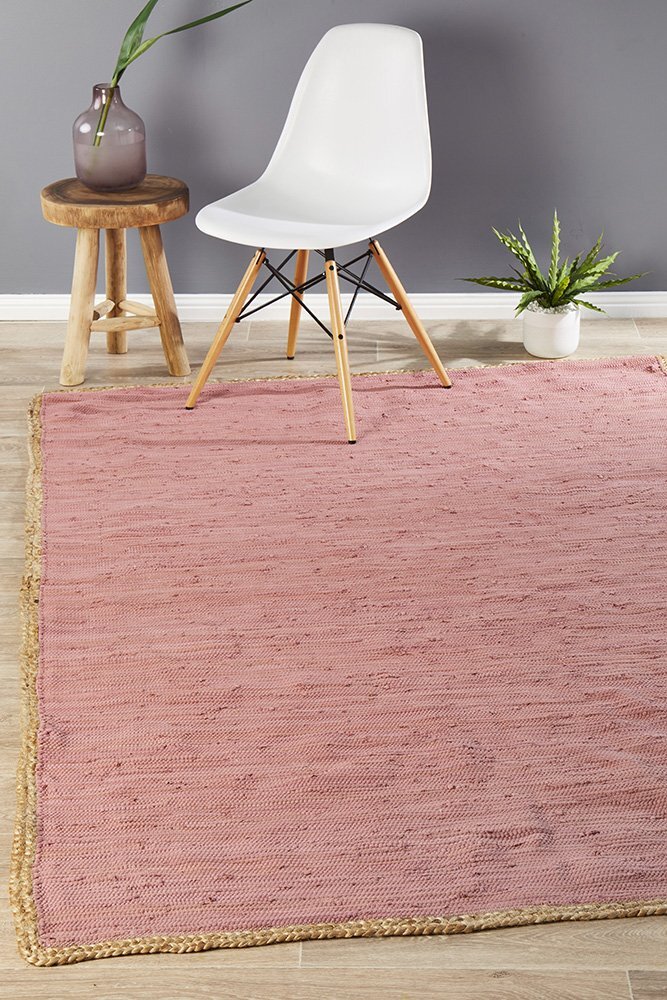 Rug Culture Reno Cotton and Jute Flooring Rugs Area Carpet Pink 270x180cm