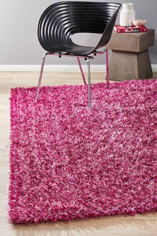 Rug Culture Metallic Noodle Shag Flooring Rugs Area Carpet fuchsia