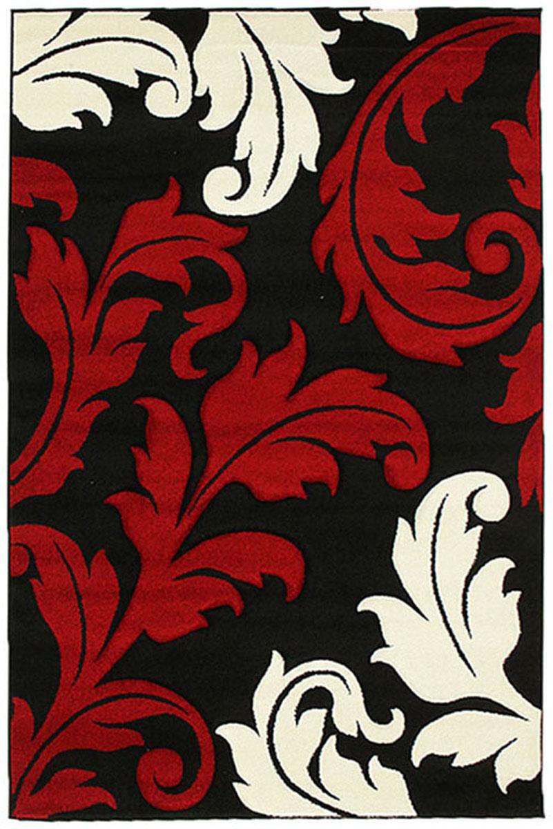 Rug Culture Damask Leaf Design Runner Red Black 400x80cm