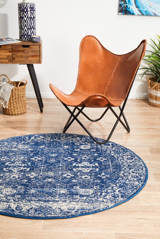 Rug Culture Oasis Navy Transitional Flooring Rugs Area Carpet 150x150cm