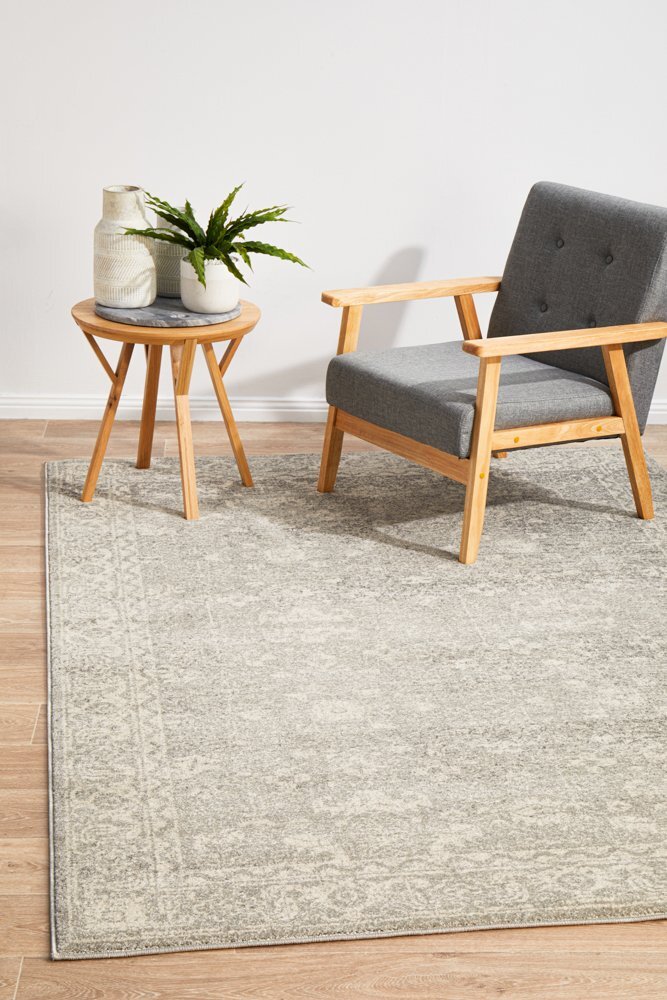 Shine Silver Transitional Flooring Rug Area Carpet 290x200cm