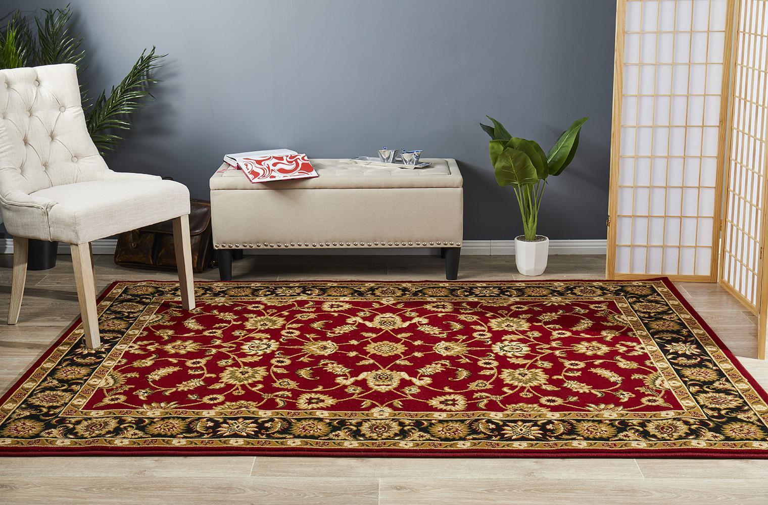Rug Culture Classic Flooring Rugs Area Carpet Red with Black Border 230x160cm