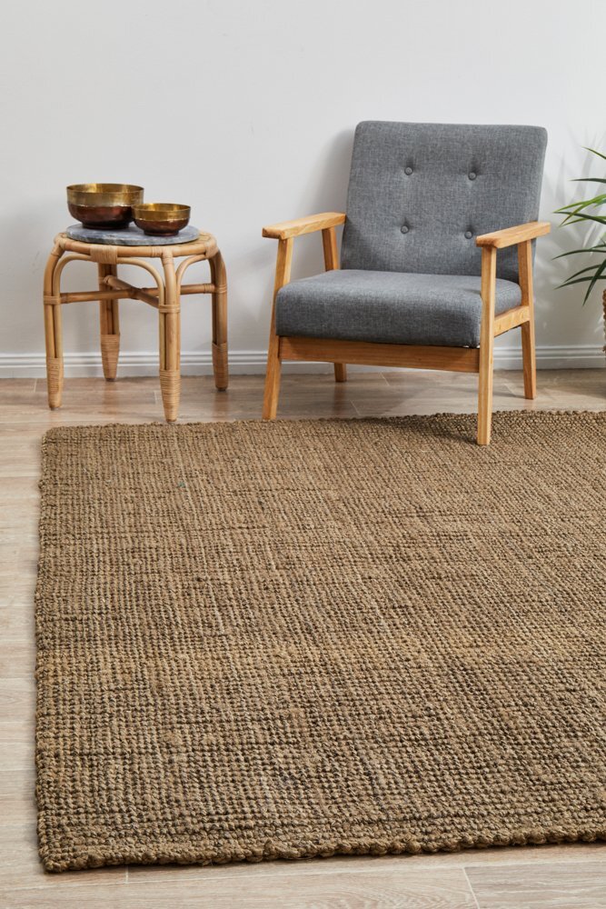 Chunky Natural Fiber Barker Silver Flooring Rug Area Carpet 270x180cm
