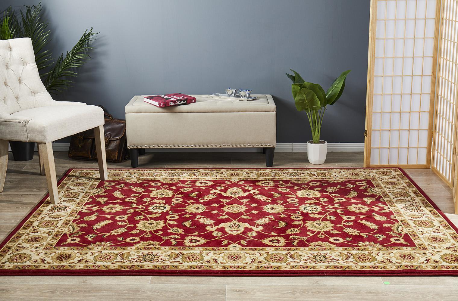 Rug Culture Classic Flooring Rugs Area Carpet Red with Ivory Border 290x200cm