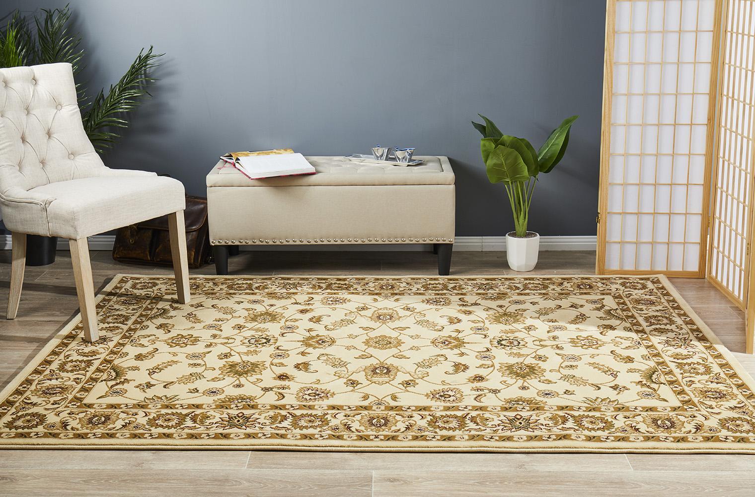Classic Flooring Rug Area Carpet Ivory with Ivory Border 400x300cm