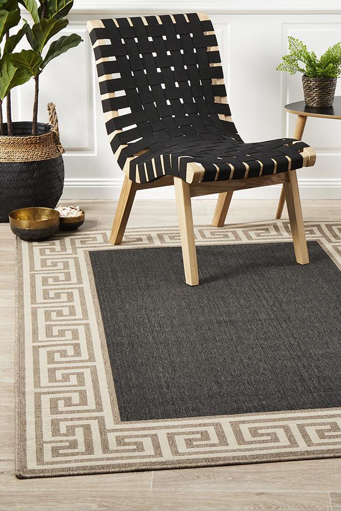Rug Culture Adonis Charcoal Outdoor Flooring Rugs Area Carpet 160X110cm