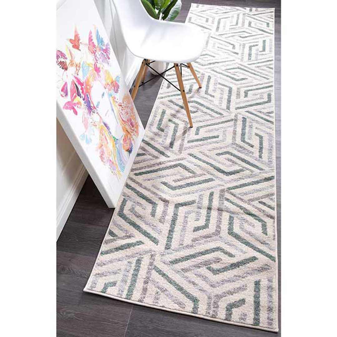 Rug Culture Divinity Link Teal Modern Runner Rugs DIM426TEA400X80cm