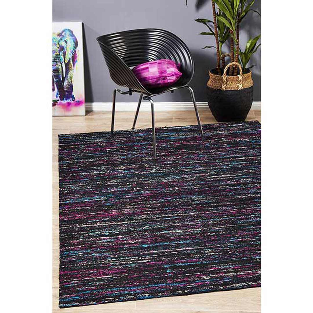 Rug Culture Eliza Stunning Flat Woven Floor Area Rugs Black ESCBLACK