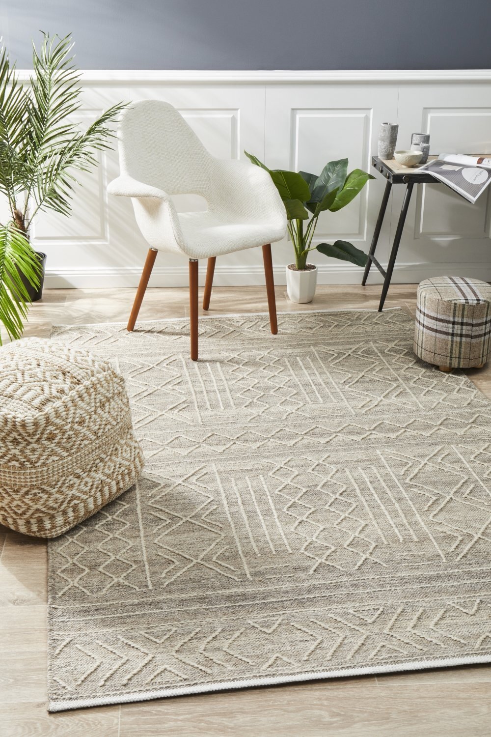 Arya Stitch Woven Floor Area Rug Natural HUD807NAT280X190cm