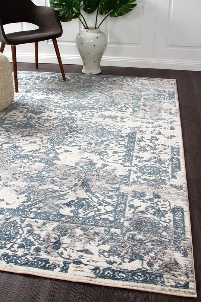 Rug Culture Yasmin Distressed Transitional Floor Area Rugs White Blue Grey  KEN-1734-WHI-400X300cm