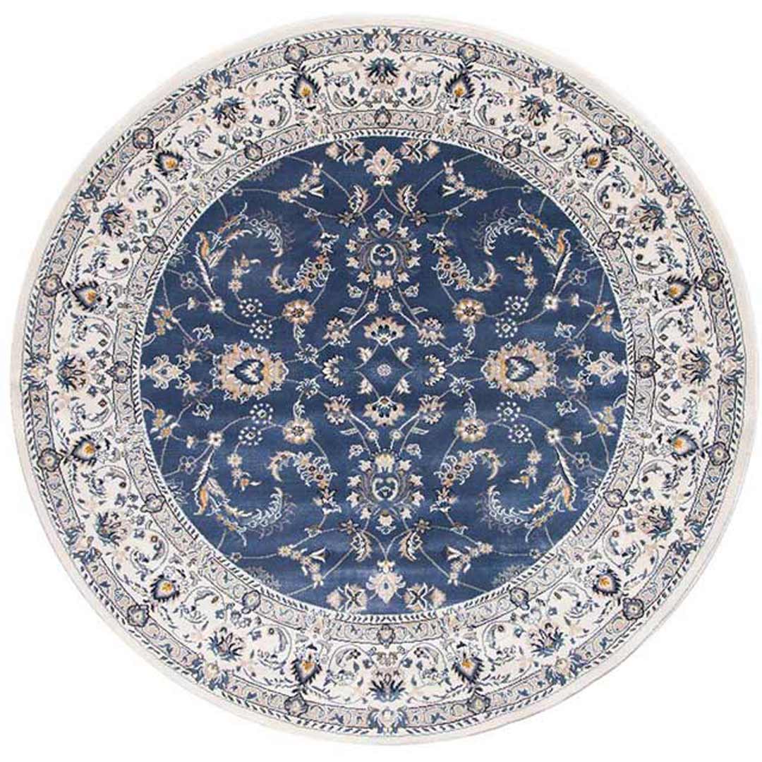 Rug Culture Aisha Oriental Round Floor Area Rugs Blue White PAL20BLUW