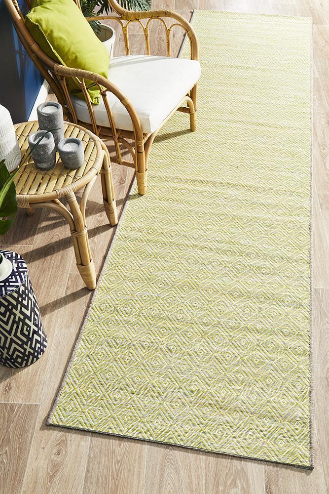 Rug Culture Terrace Clara Diamond Runner Rugs Lime Green TER5500GRN
