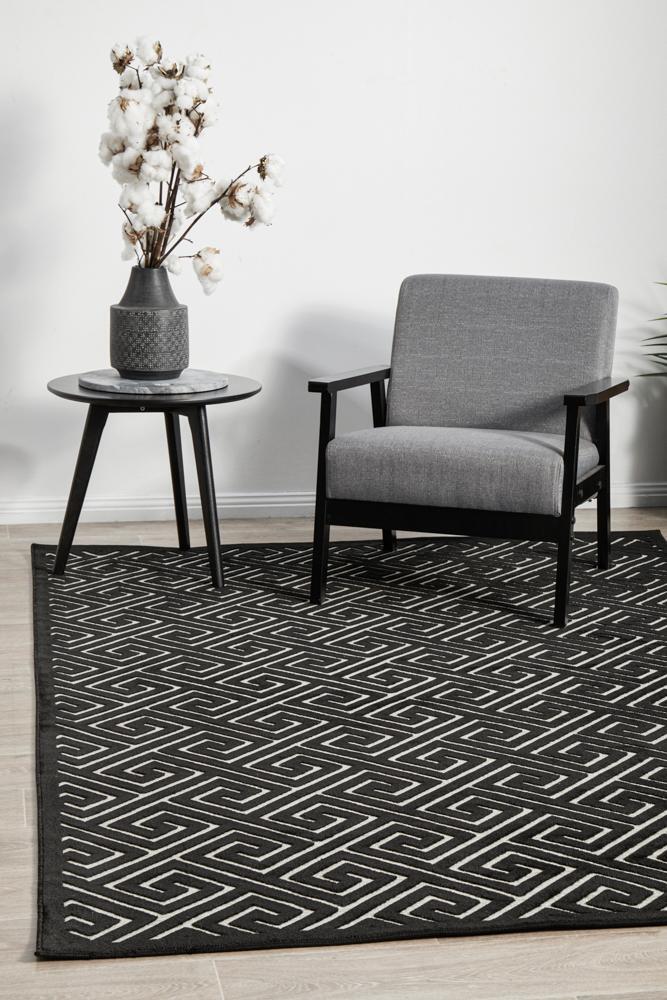 Rug Culture YORK ALICE Floor Area Carpeted Rug Modern Rectangle Black & Natural 330X240CM