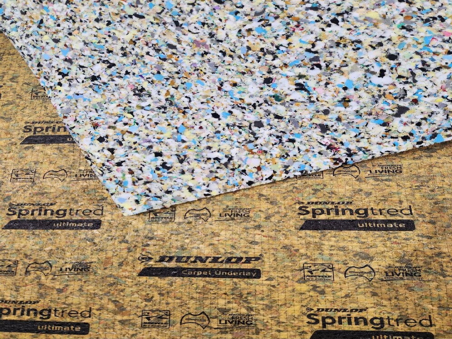 Dunlop Springtred carpet underlay sample for bedroom carpet comfort