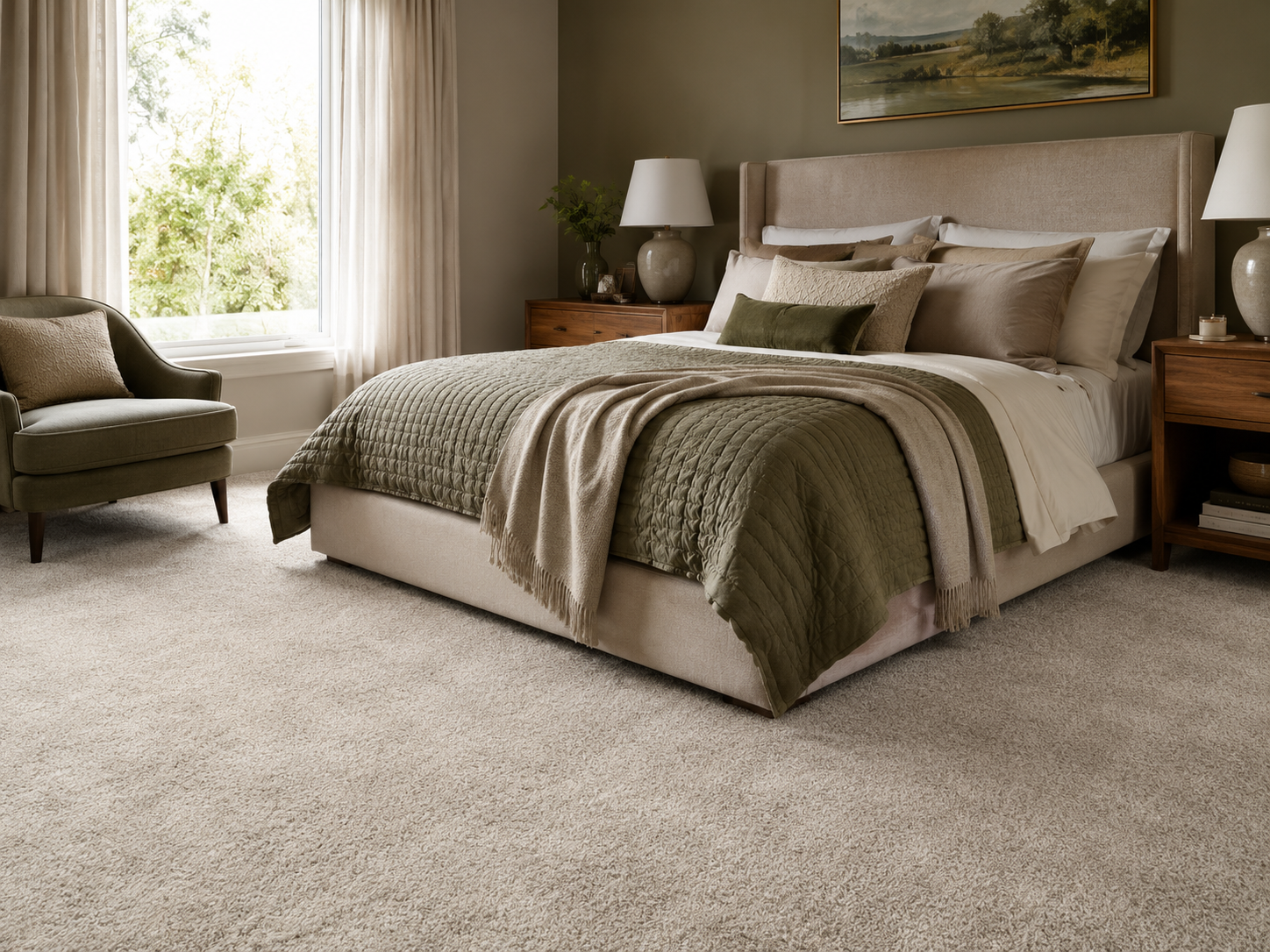 Master bedroom with soft neutral carpet