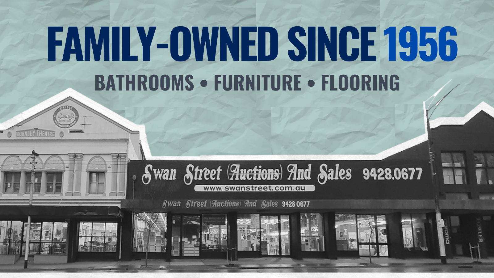 Swan Street Sales showroom in Richmond, Melbourne with family owned since 1956 branding