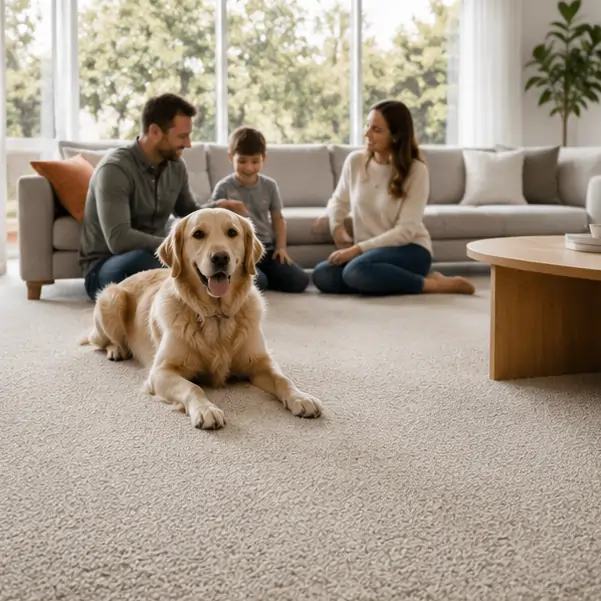 Pet-friendly carpet for family living areas