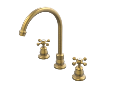 Heritage bathroom tapware with ornate cross handles and traditional detailing