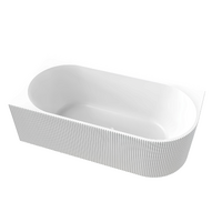 Back To Wall Bathtub 1700Mm Left Hand Free Standing Bath Tub Gloss White Zenmo BT 359L