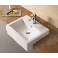ECT Global Semi Recess Basin Bathroom Ceramic Vanity White Fabbris II WB 5243C