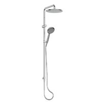 Greens Tapware Overhead Twin Rail Shower Multi Function Brushed Nickel Rocco 187901