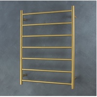Radiant Heated Towel Ladder 600mm x 800mm 7 Bar Clothes Towel Rail Brushed Gold GLD-RTR01
