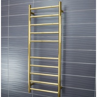 Radiant Heated Towel Ladder 430mm x 1100mm 10 Bar Clothes Towel Rail Brushed Gold GLD-RTR430