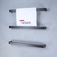 Radiant Heated Towel Rail Single Square Bar 650mm x 40mm Rounded Ends 12V Gun Metal Grey GMG-VAIL-650